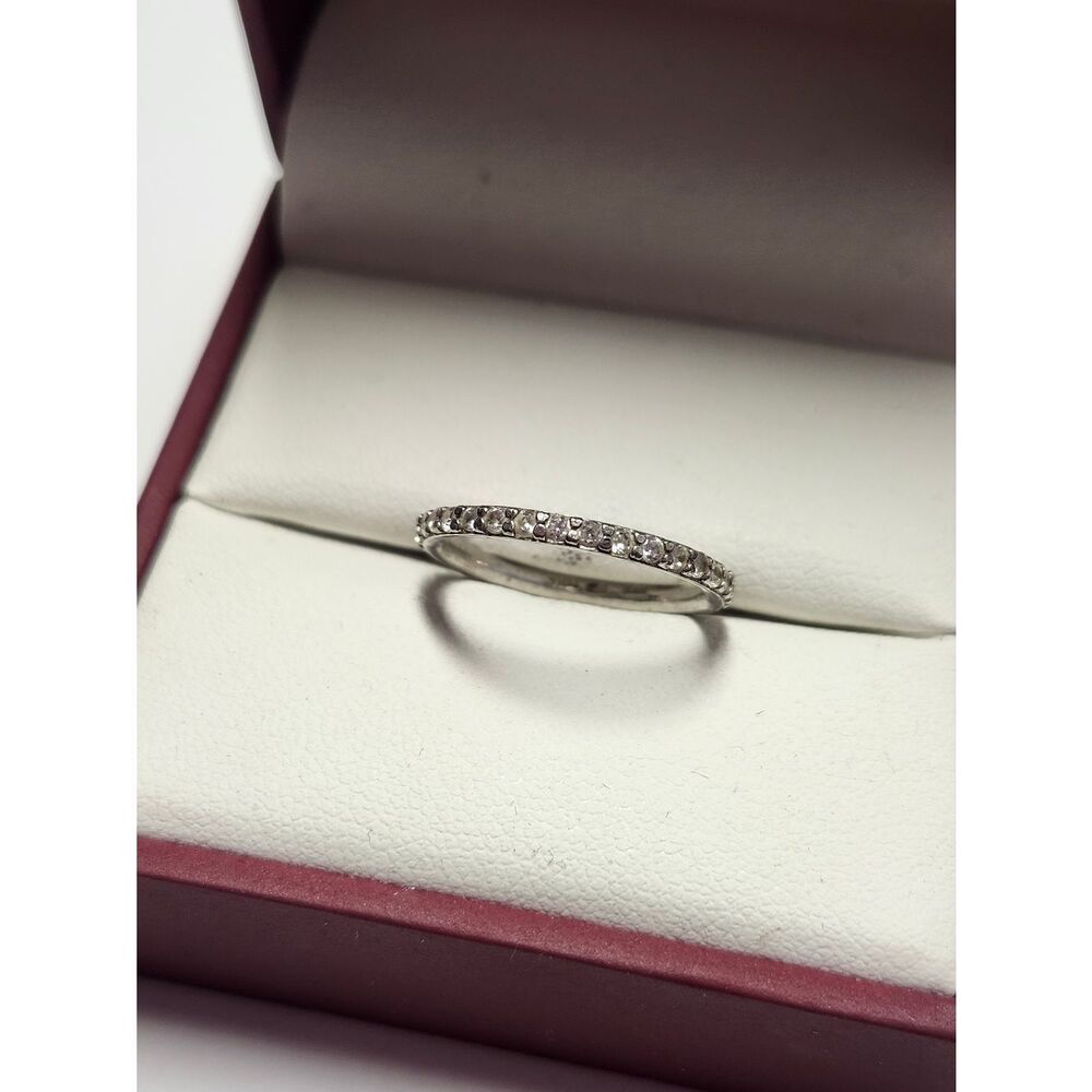 Sterling Silver Pave CZ Eternity Band Size 6 FAS 925 THAI